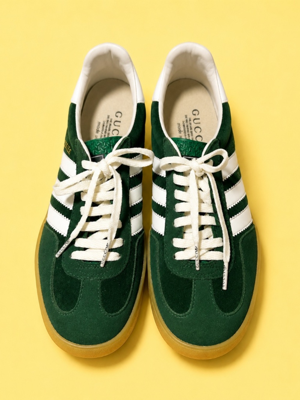 Gucci x Adidas Gazelle Men's Dark Green & White Sneakers – Size 8.5 – NWOT